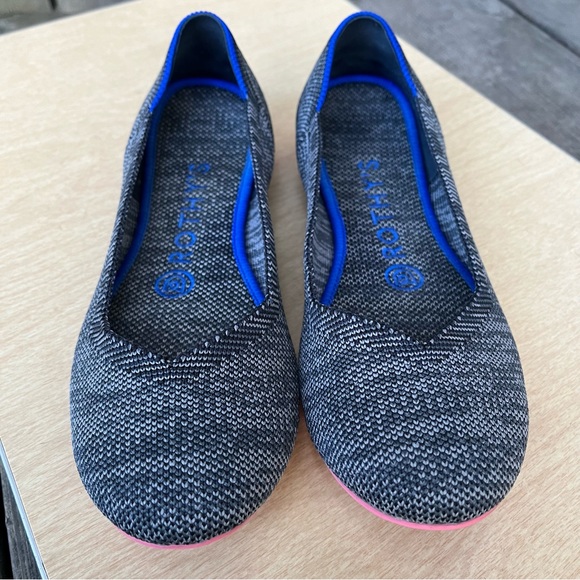 Rothy’s Grey Birdseye Pink Sole Round Toe Flats Sz 6 - Picture 8 of 15